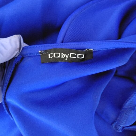 CQ by CQ Royal Blue Structured One shoulder Ruffled Midi Dress | Size S - Picture 7 of 9